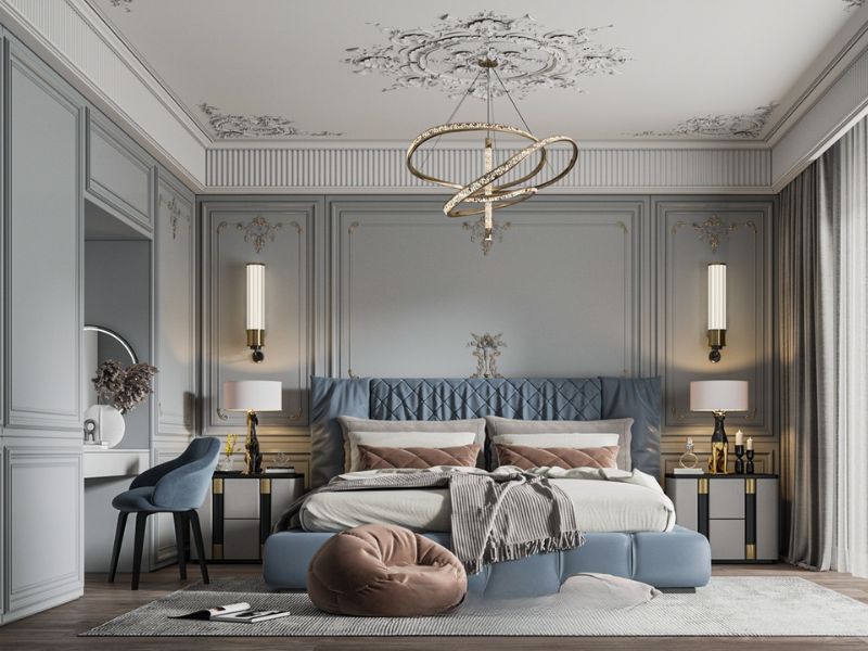 tủ áo tân cổ điển cánh kính