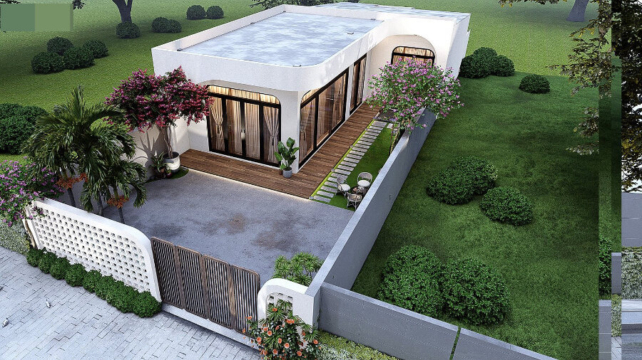 nhà cấp 4 chữ l nông thôn