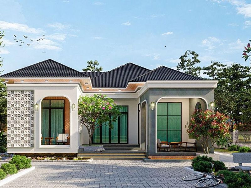 mẫu nhà cấp 4 chữ u