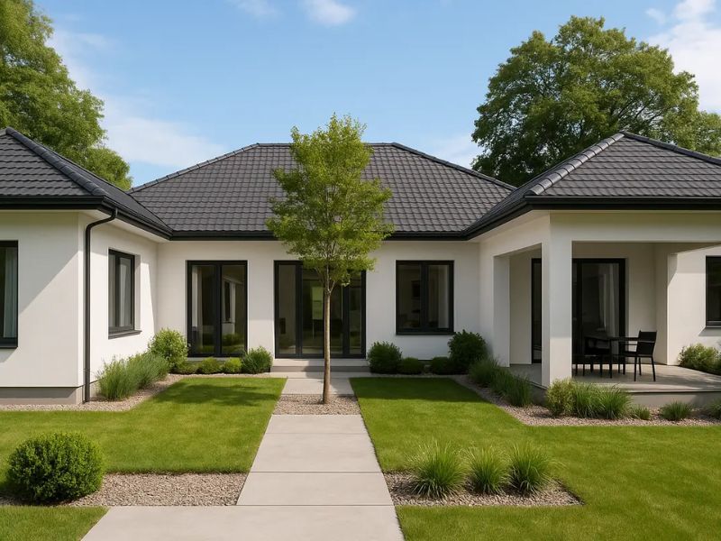 mẫu nhà cấp 4 hình chữ u