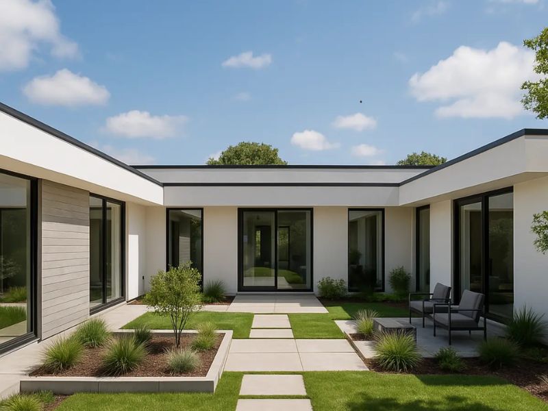 mẫu nhà cấp 4 hình chữ u