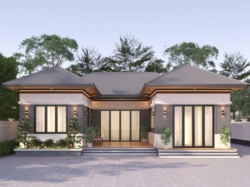 mẫu nhà cấp 4 hình chữ u