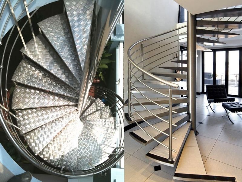 cầu thang sắt lên mái