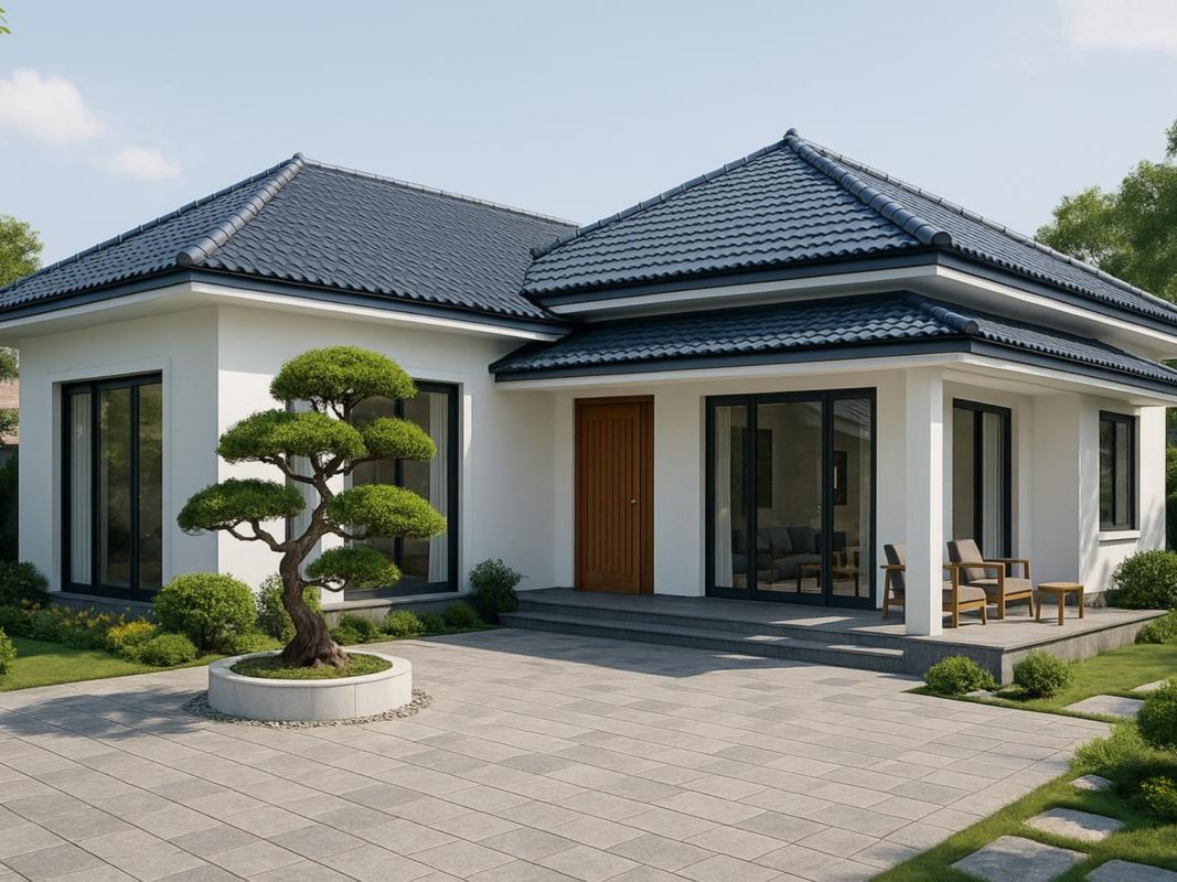 nhà mái nhật 1 tầng chữ L