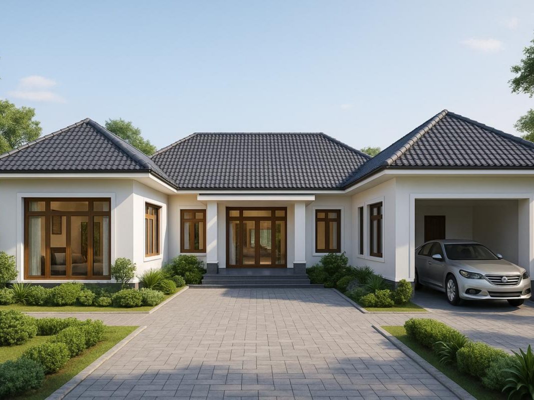 Nhà mái nhật chữ U 1 tầng