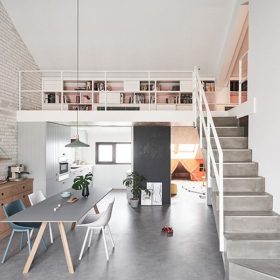 thiết kế phòng khách trên gác lửng