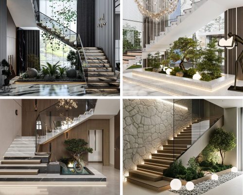 hòn non bộ dưới cầu thang