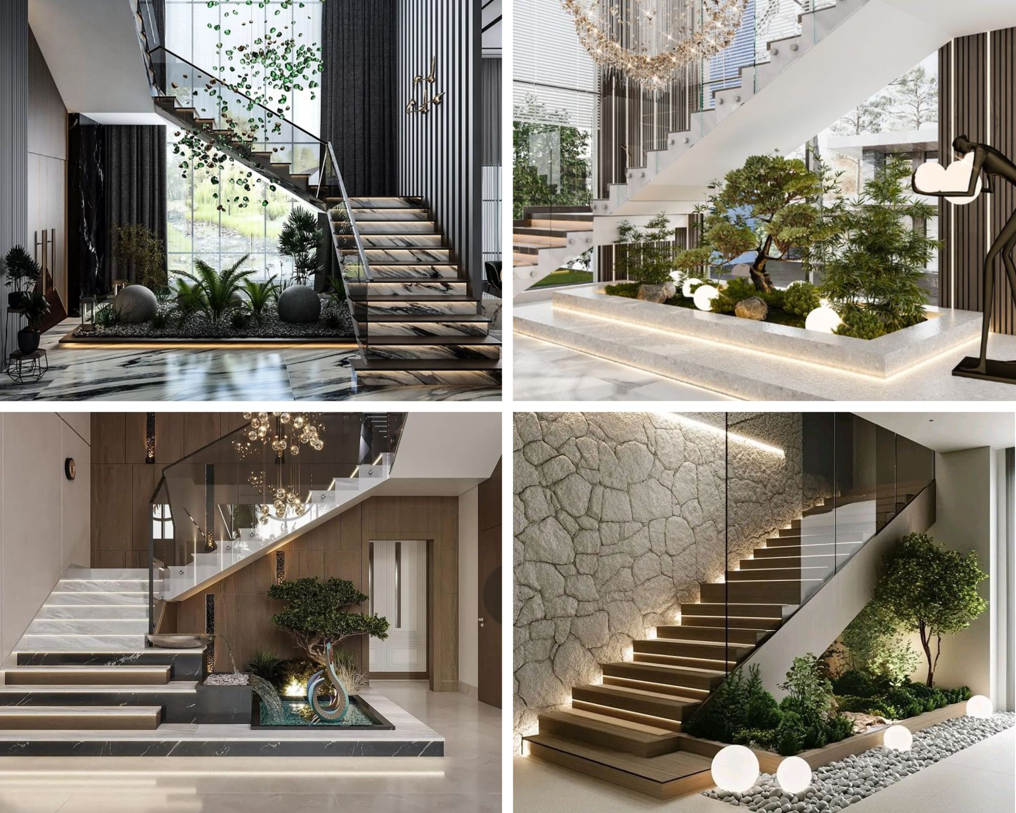 hòn non bộ dưới cầu thang