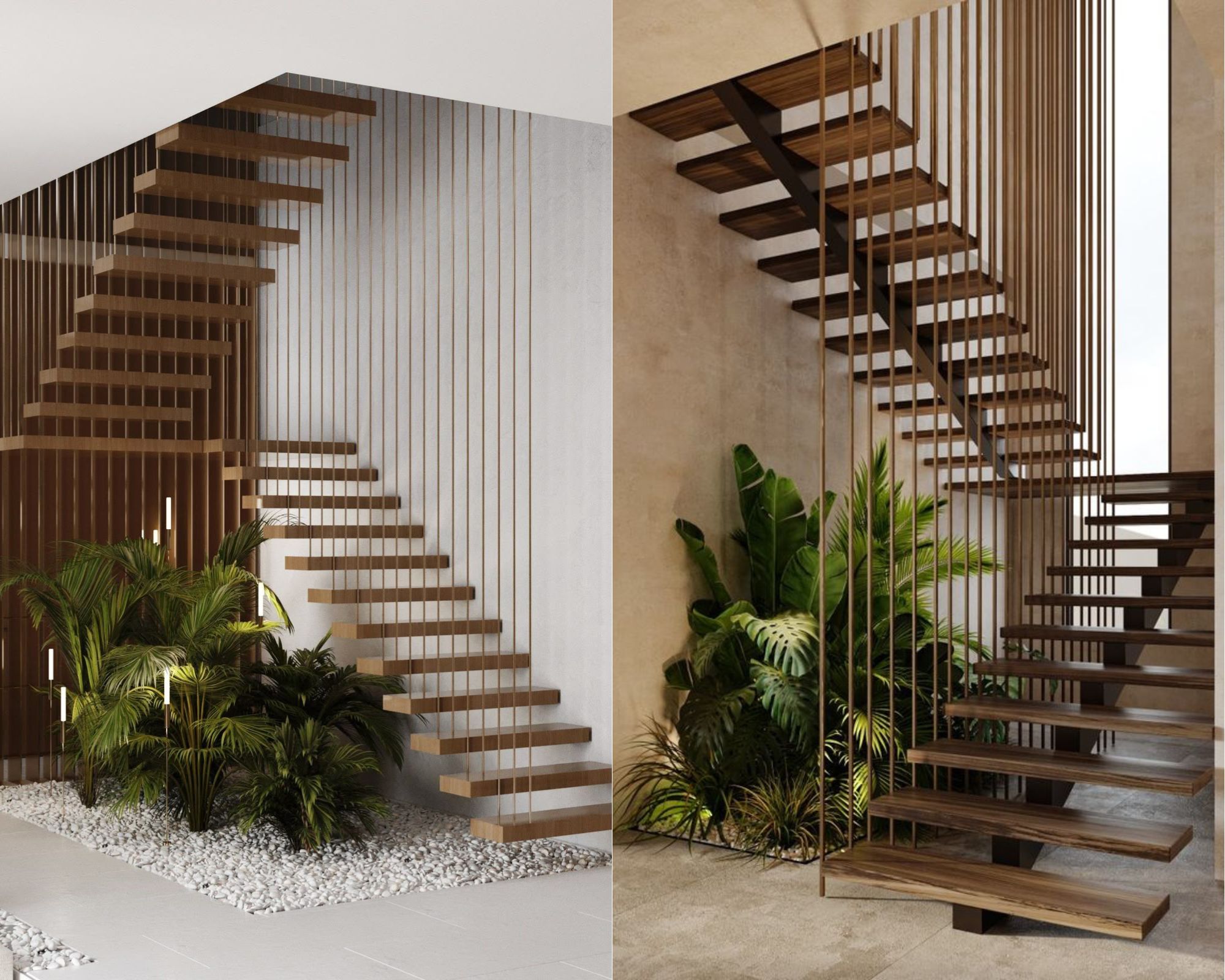 hòn non bộ dưới chân cầu thang