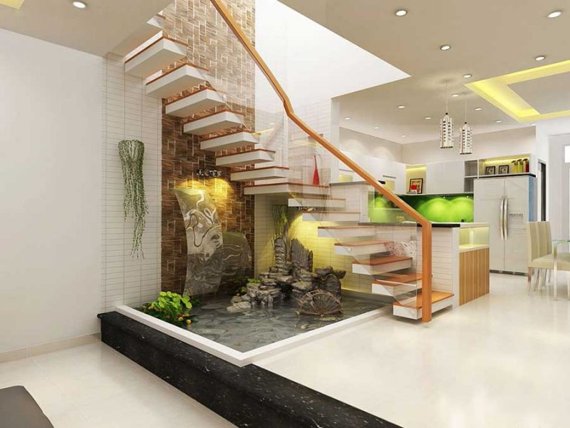 Non bộ có nước dưới cầu thang