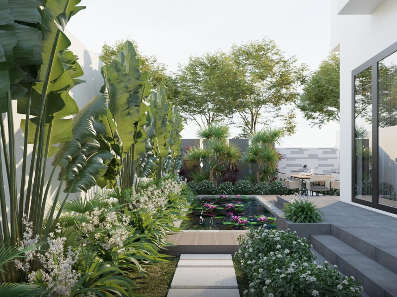 sân vườn bên hông nhà