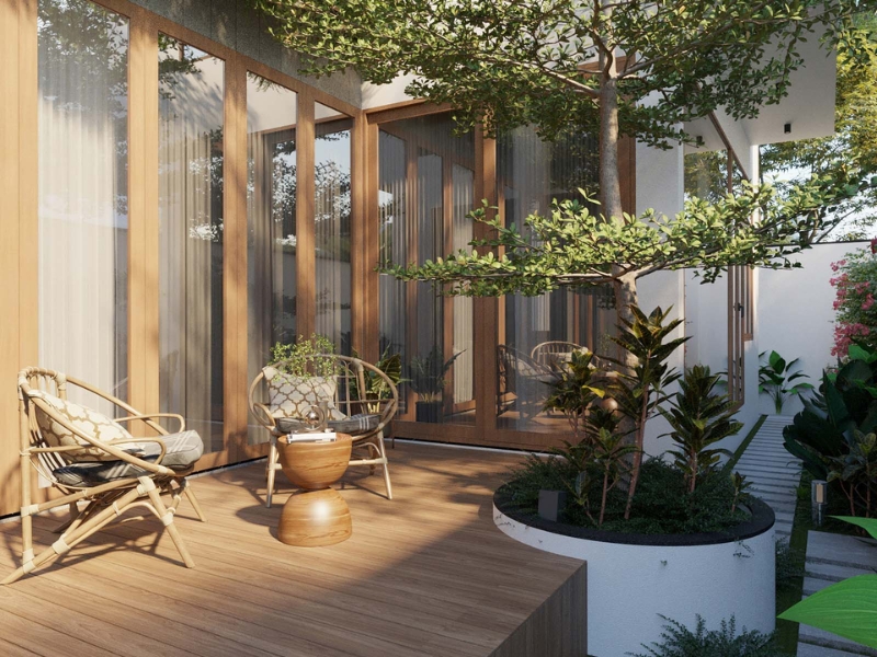 sân vườn bên hông nhà