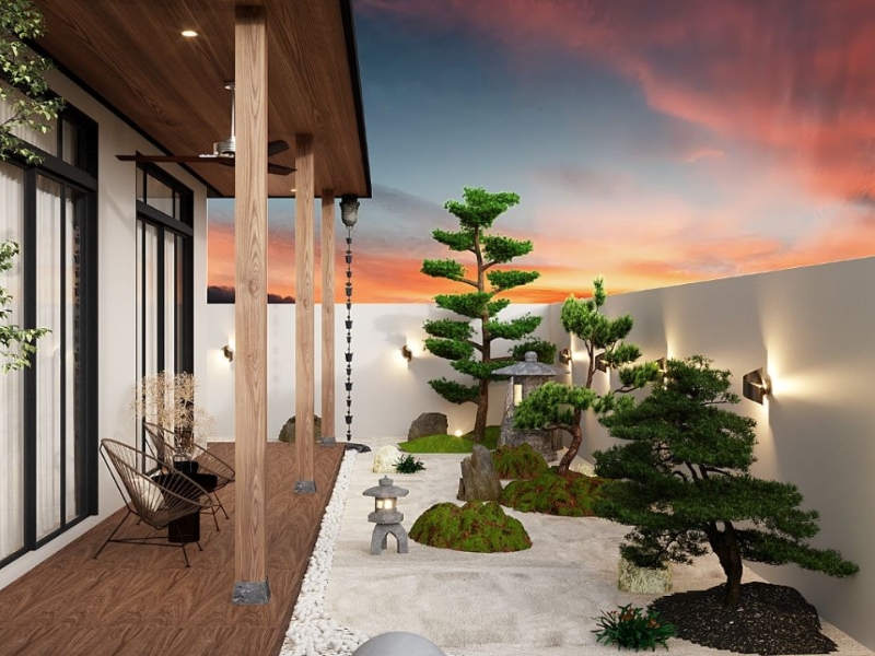 sân vườn bên hông nhà