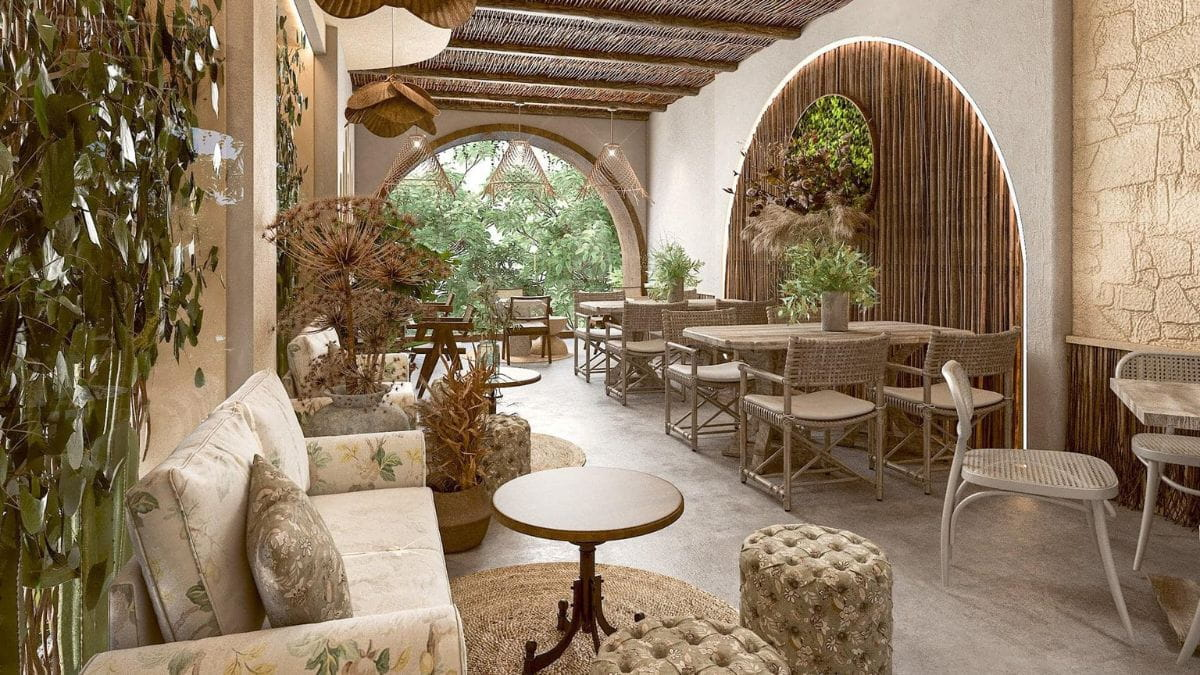 thiết kế quán cà phê phong cách địa trung hải