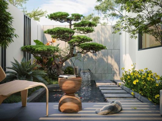 thiết kế sân vườn nhỏ sau nhà
