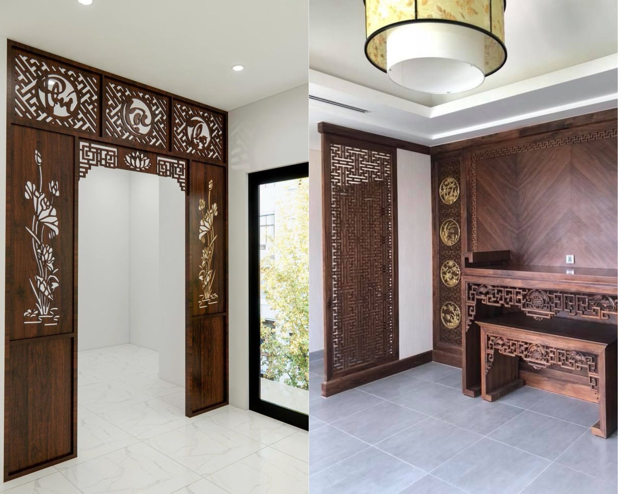 Vách CNC trang trí phòng thờ