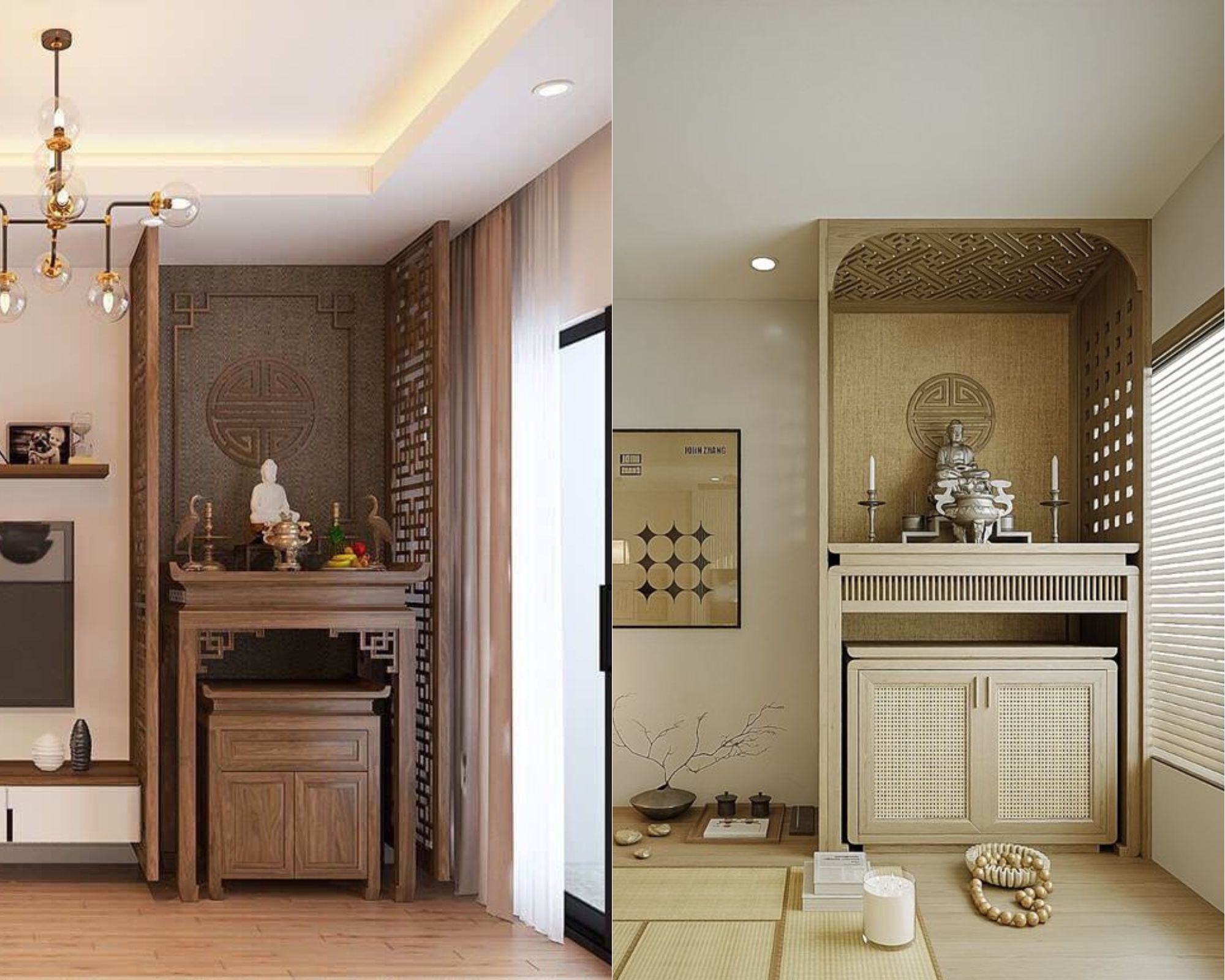 vách ốp tường phòng thờ