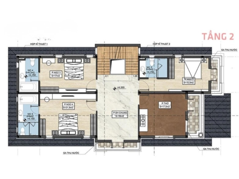 bản vẽ Biệt thự nhà vườn 2 tầng