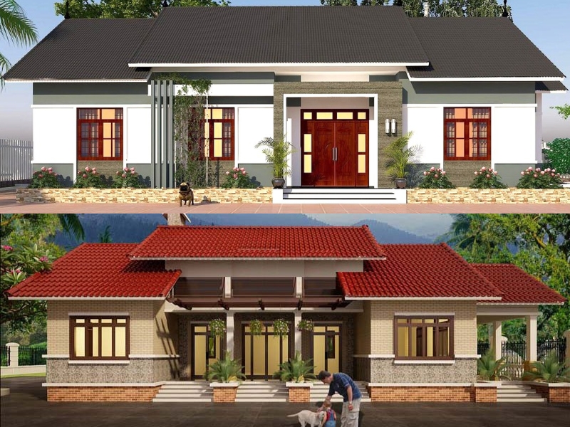 nhà cấp 4 mái thái đơn giản