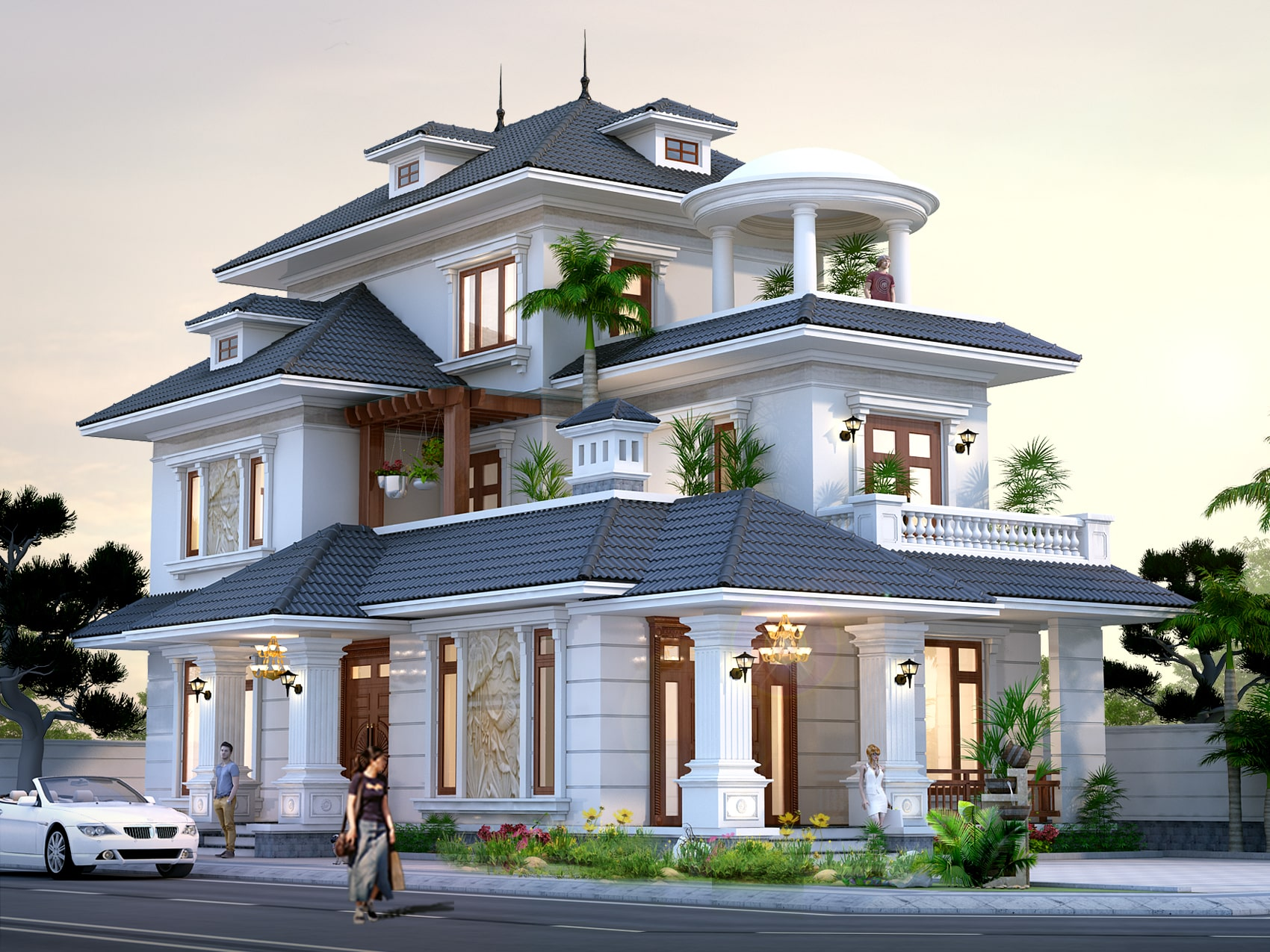 nhà mái thái 3 tầng Tân cổ điển 