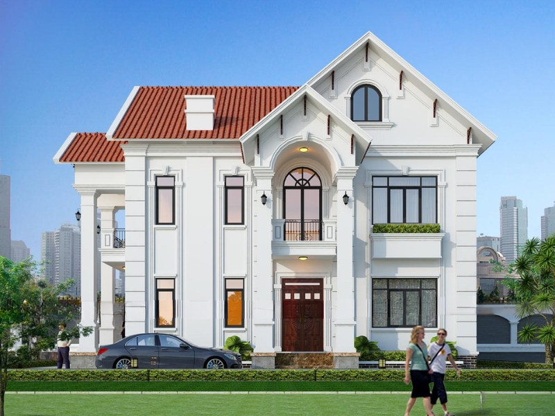 mẫu nhà mái nhật 2 tầng tân cổ điển