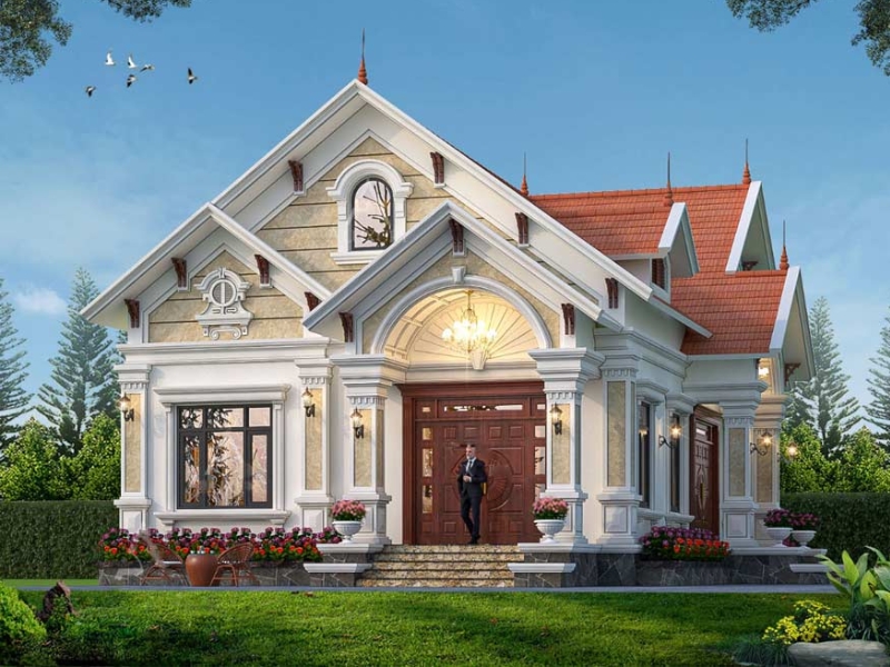 nhà mái nhật 2 tầng tân cổ điển