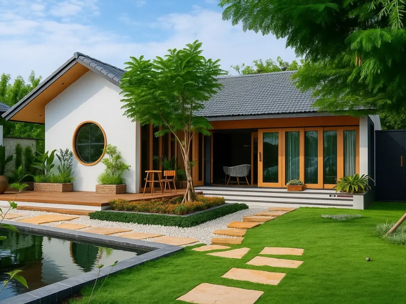 nhà cấp 4 mái thái hình chữ l