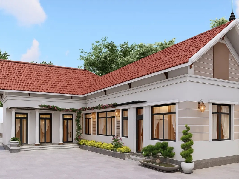 nhà mái thái cấp 4 chữ l