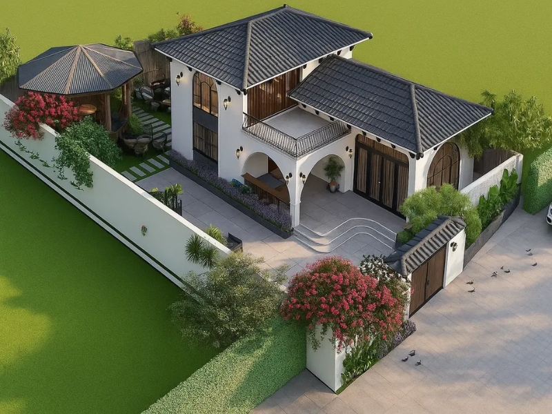 nhà cấp 4 chữ l mái thái