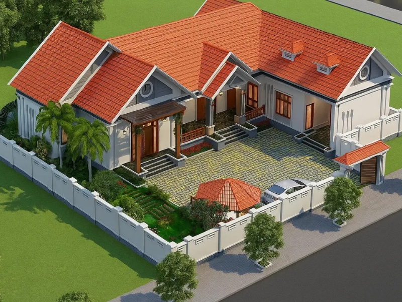 nhà cấp 4 chữ l mái thái