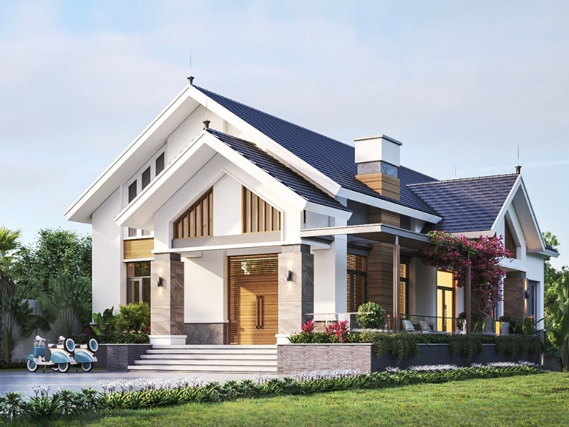 nhà mái thái 1 tầng đẹp