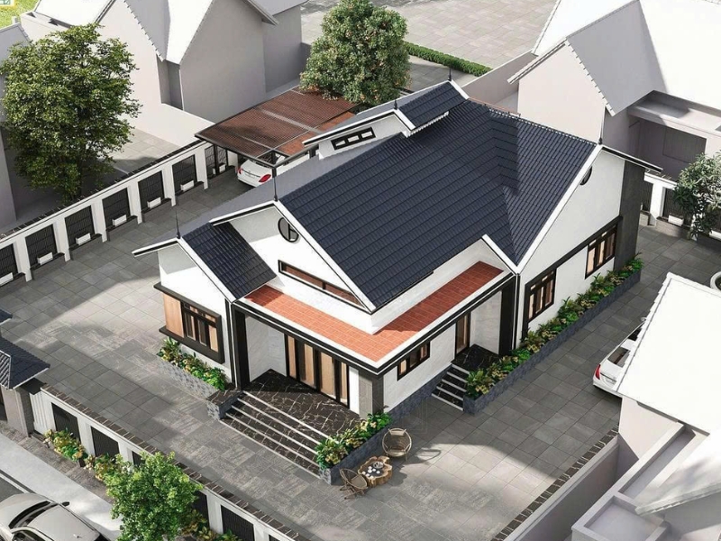 nhà mái thái 1 tầng đơn giản